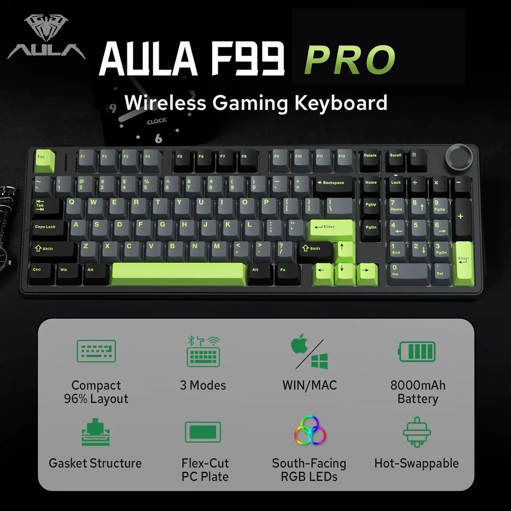 Gaming Keyboard Hot Swappable - AULA F99PRO clavier mécanique de jeu