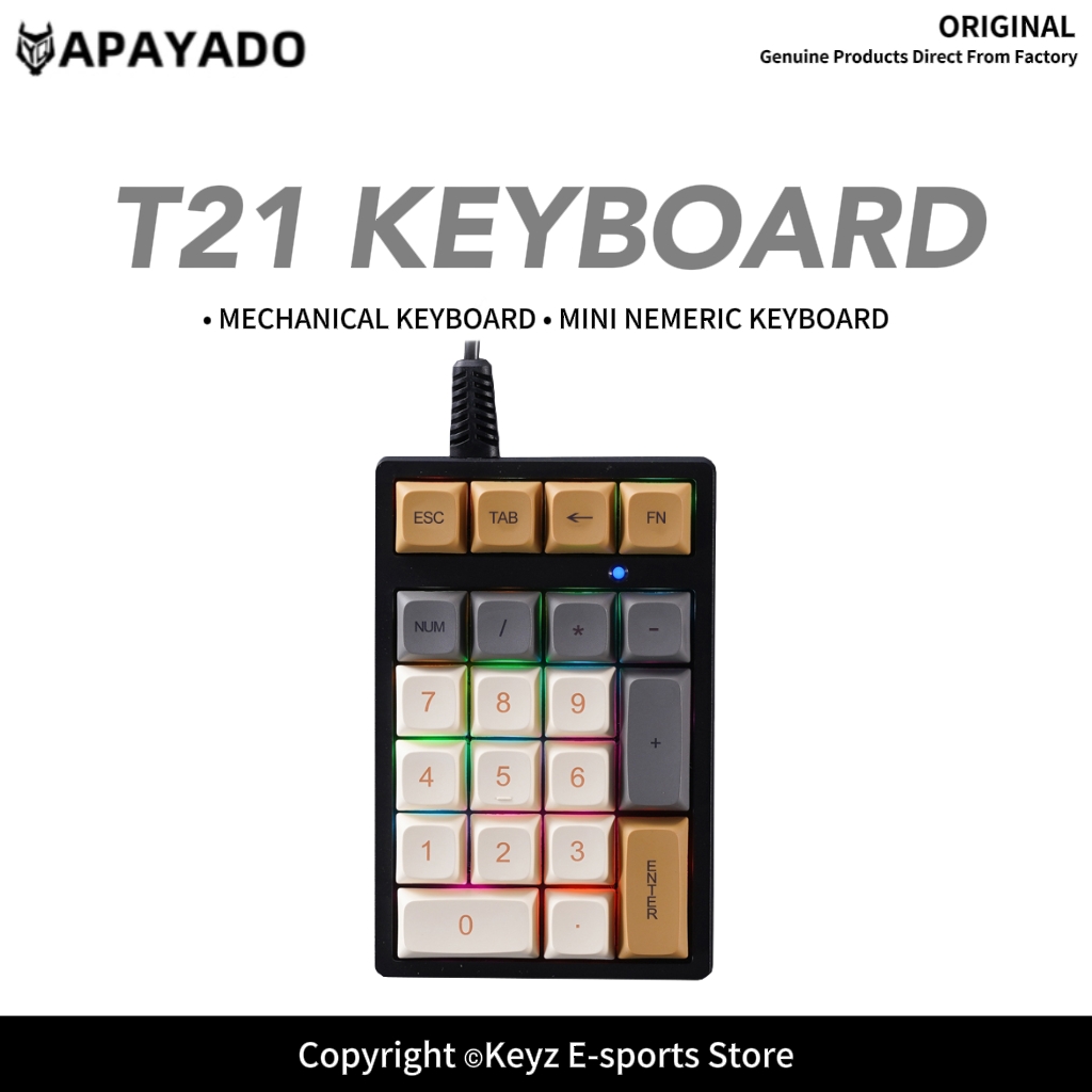 Keyboard Gaming Blue Switch - Clavier numérique T21 Mini avec rétroéclairage